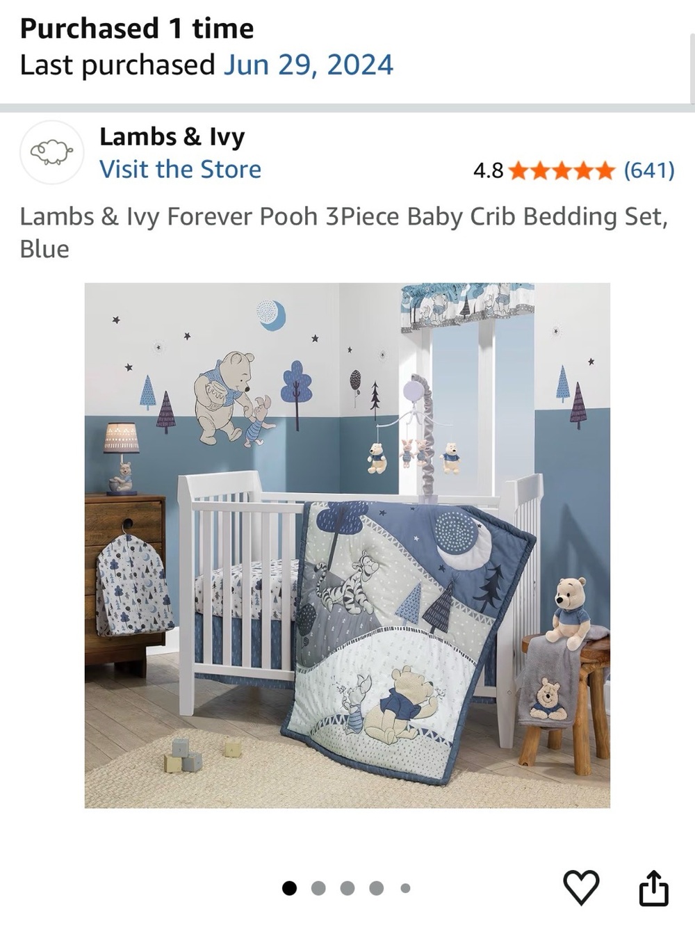 Winnie the Pooh Baby Crib Quilt - Blue